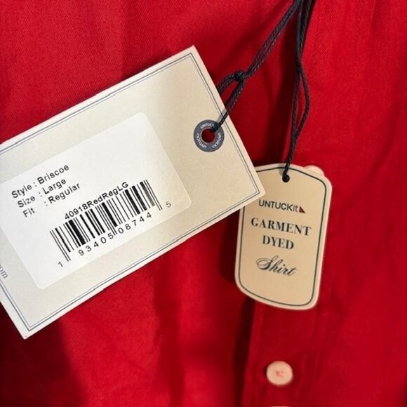 UNTUCKit Shirt Mens Large Red Briscoe Short Sleeve Garment Dyed Regular Fit - Picture 4 of 7